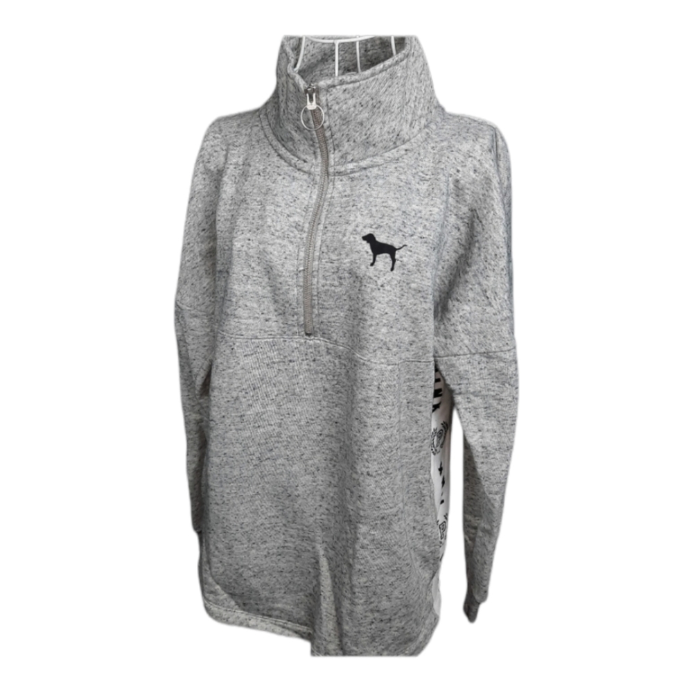 VS PINK Varsity Half-Zip Sweatshirt Gray SZ Small